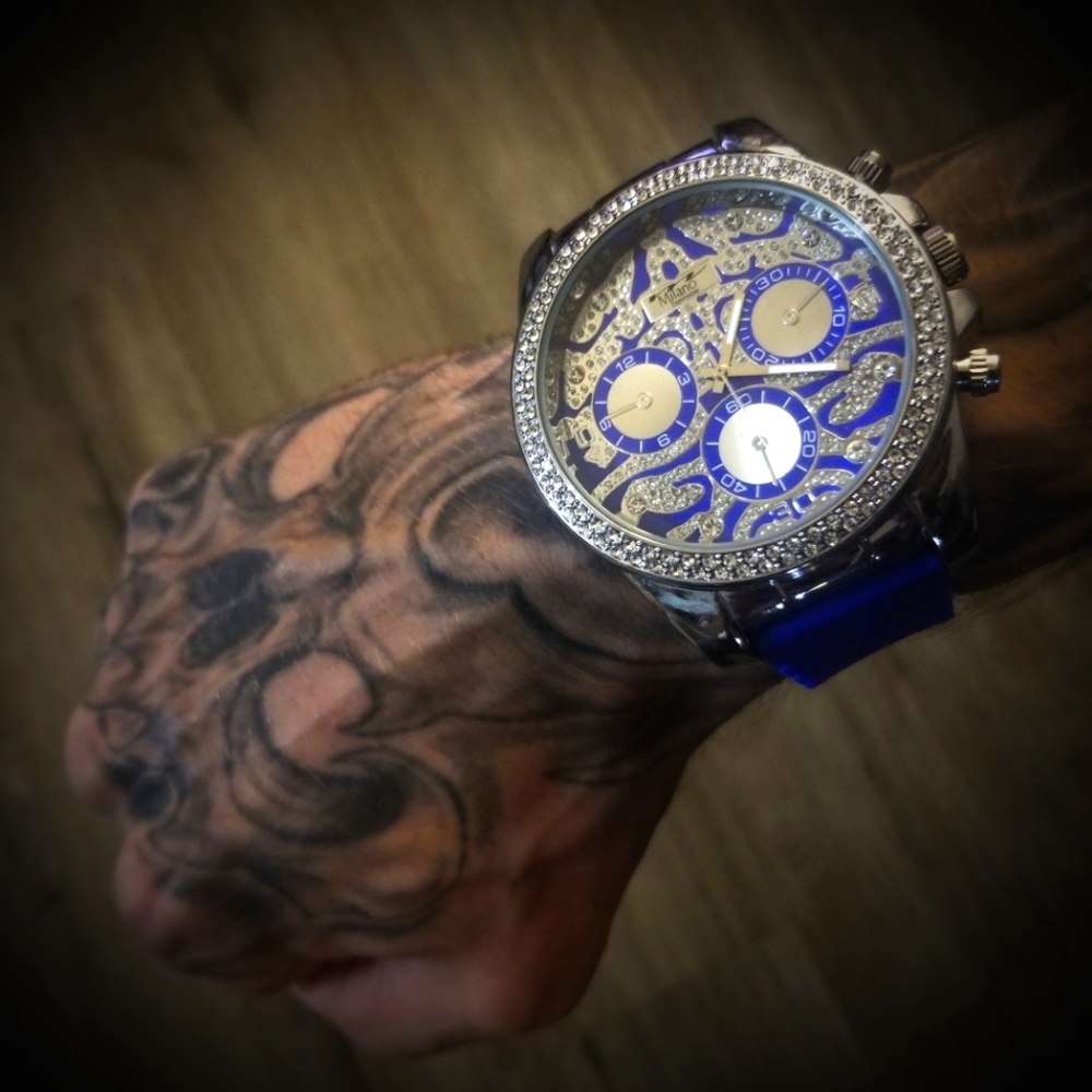 53MM Milano Expressions Iced Out Silicon Band/ Alloy Watch *Discontinued*